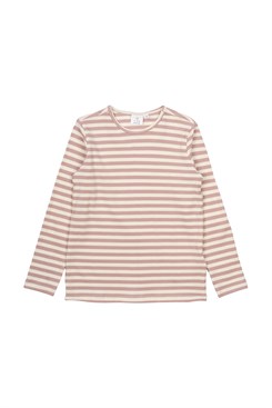 The New Moore LS rib Tee - Adobe Rose striped